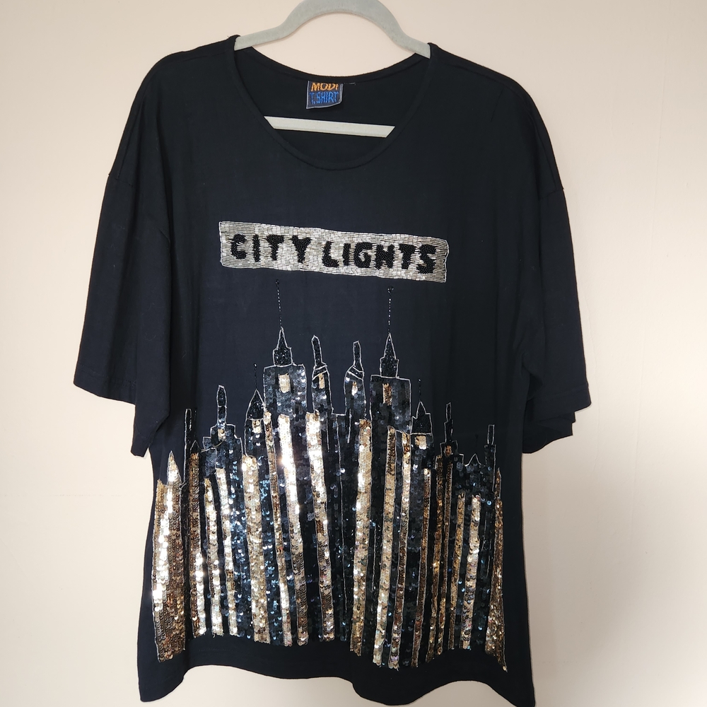 MODI Black Sequin T-Shirt